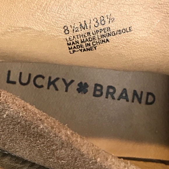 {LUCKY BRAND} "Yaney" Suede Wedge Lace Up Tan - Picture 5 of 11
